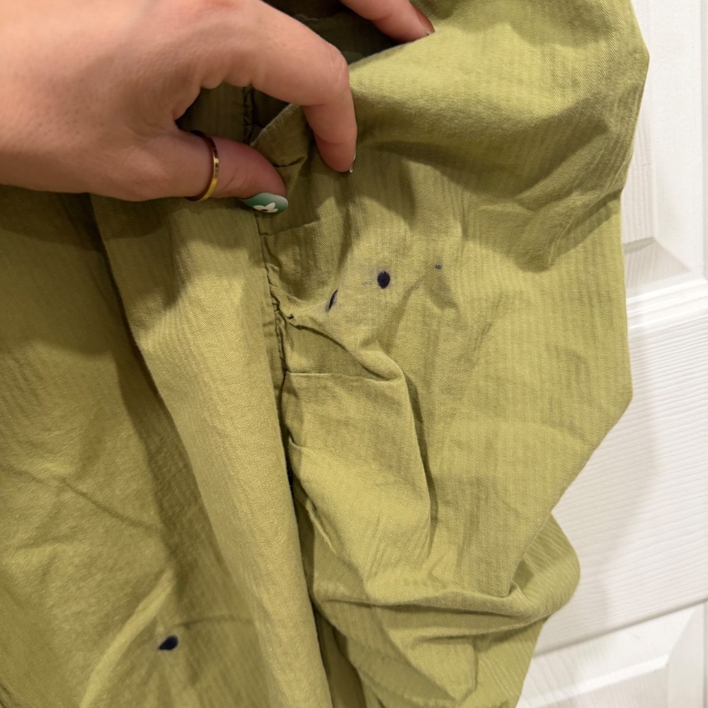 Free People Green Harem Jogger Pants Ruched Baggy Boho Olive Gray Waistband - Picture 3 of 11